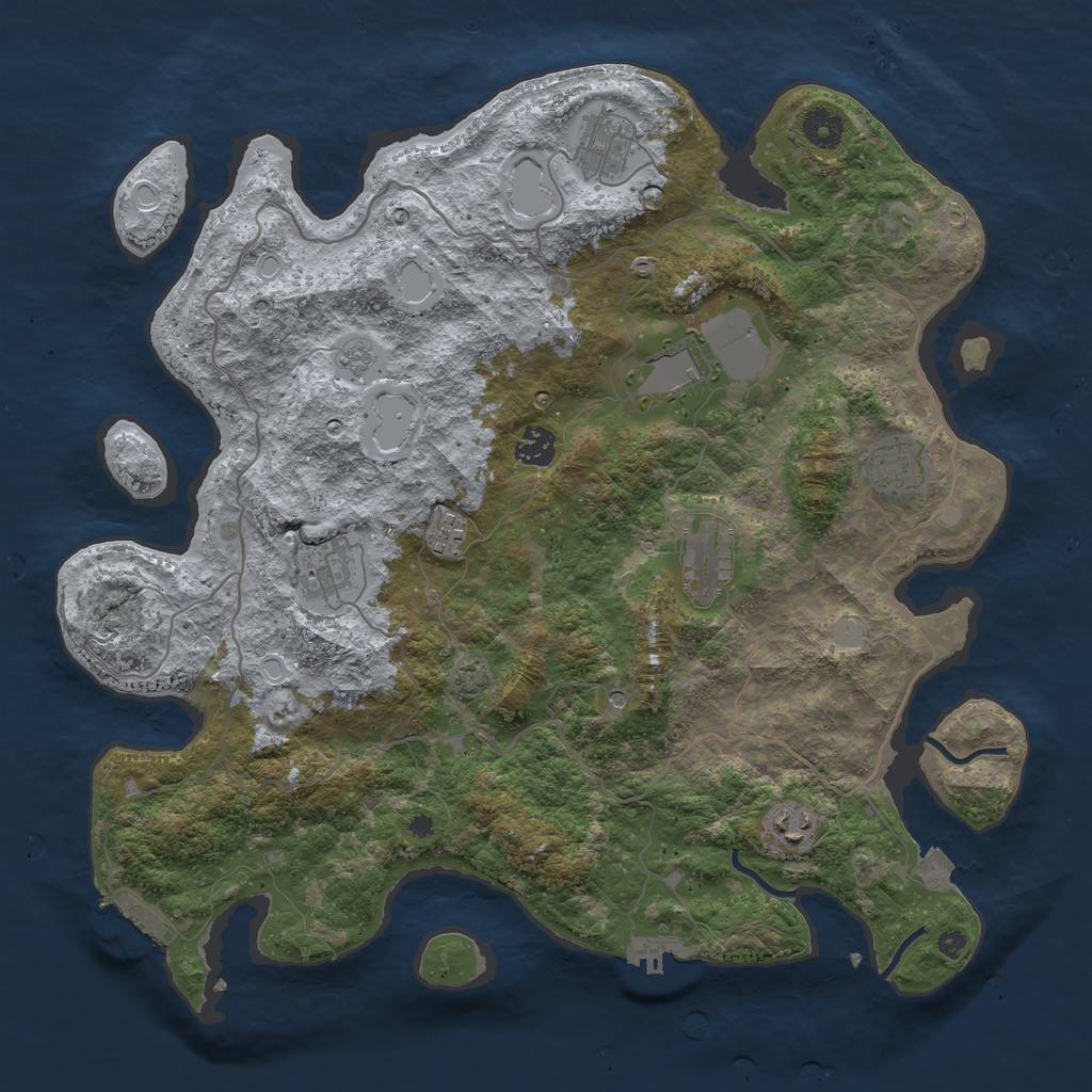 Rust Map: Procedural Map, Size: 4000, Seed: 105201998, 16 Monuments