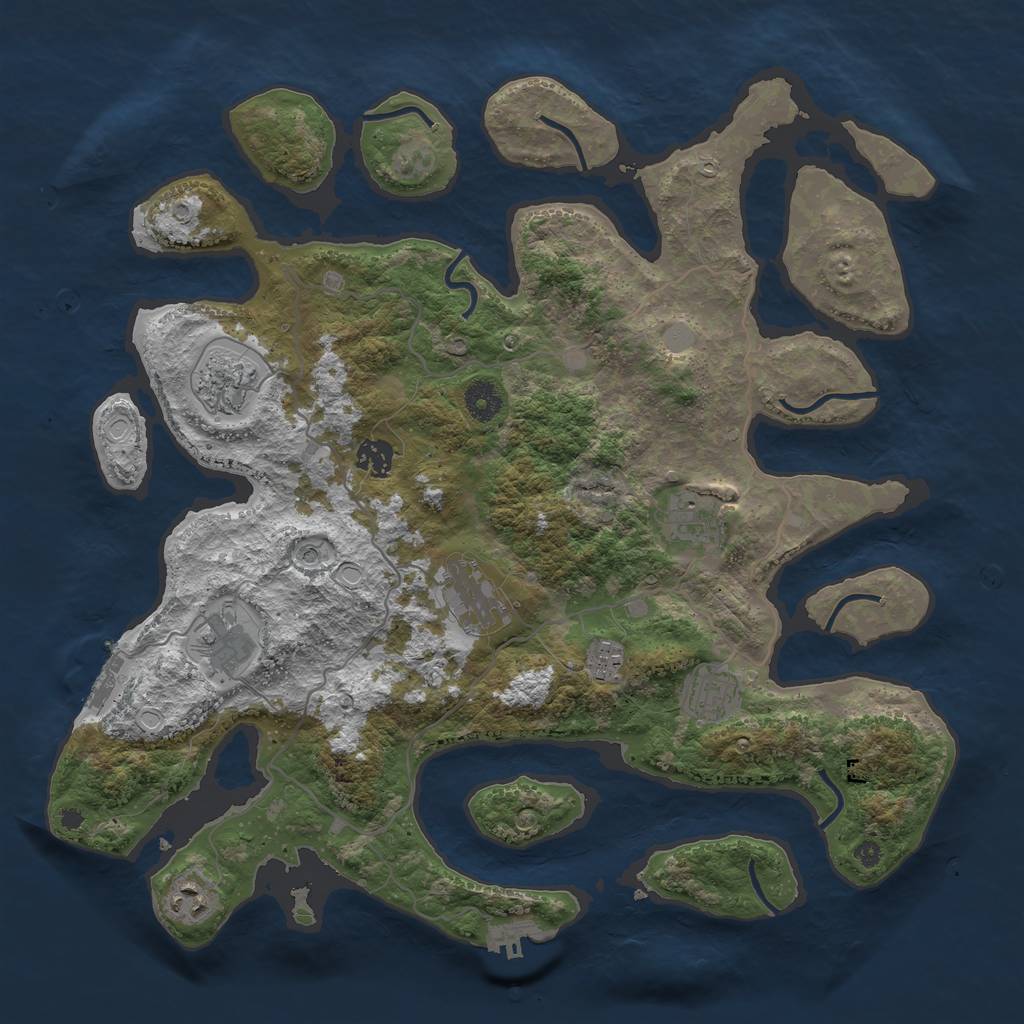 Rust Map: Procedural Map, Size: 4000, Seed: 548727, 16 Monuments