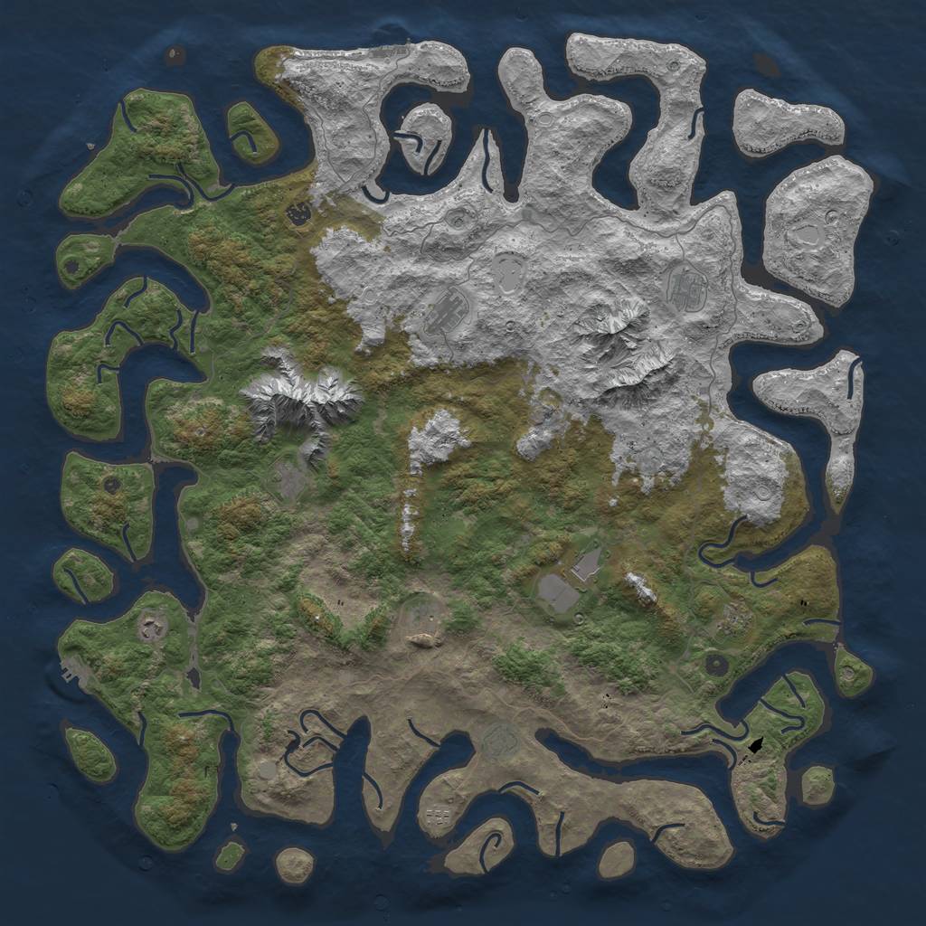 Rust Map: Procedural Map, Size: 6000, Seed: 563894211, 18 Monuments