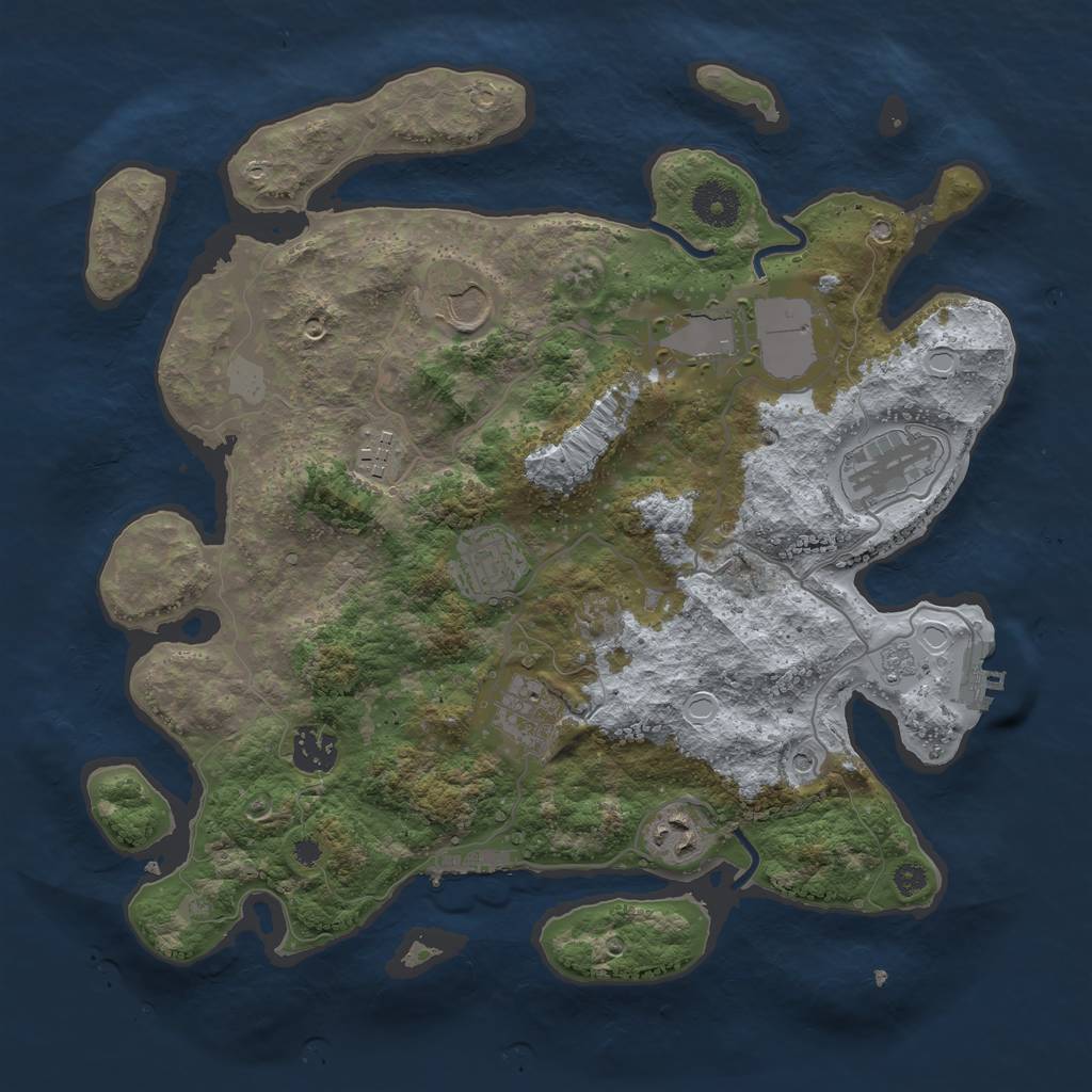 Rust Map: Procedural Map, Size: 3500, Seed: 65741283, 15 Monuments