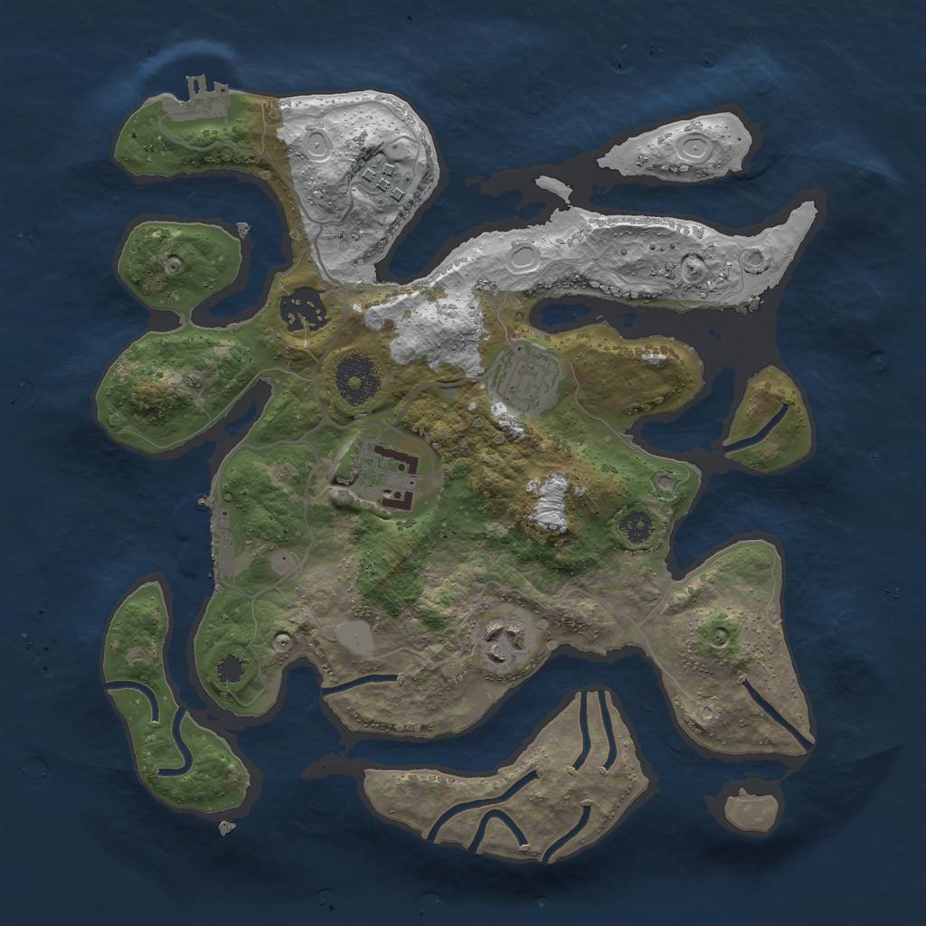 Rust Map: Procedural Map, Size: 3000, Seed: 312312, 12 Monuments