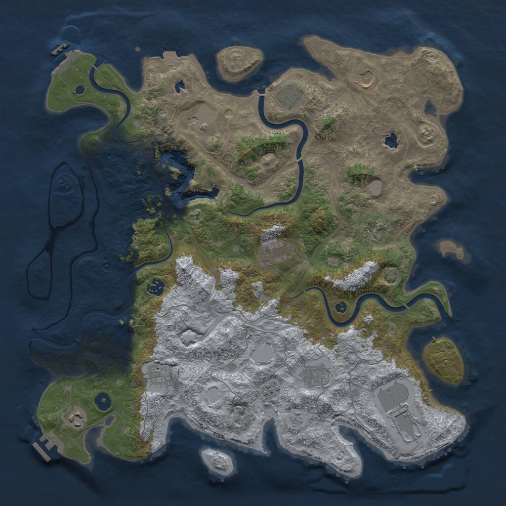 Rust Map: Procedural Map, Size: 4500, Seed: 1340644790, 17 Monuments