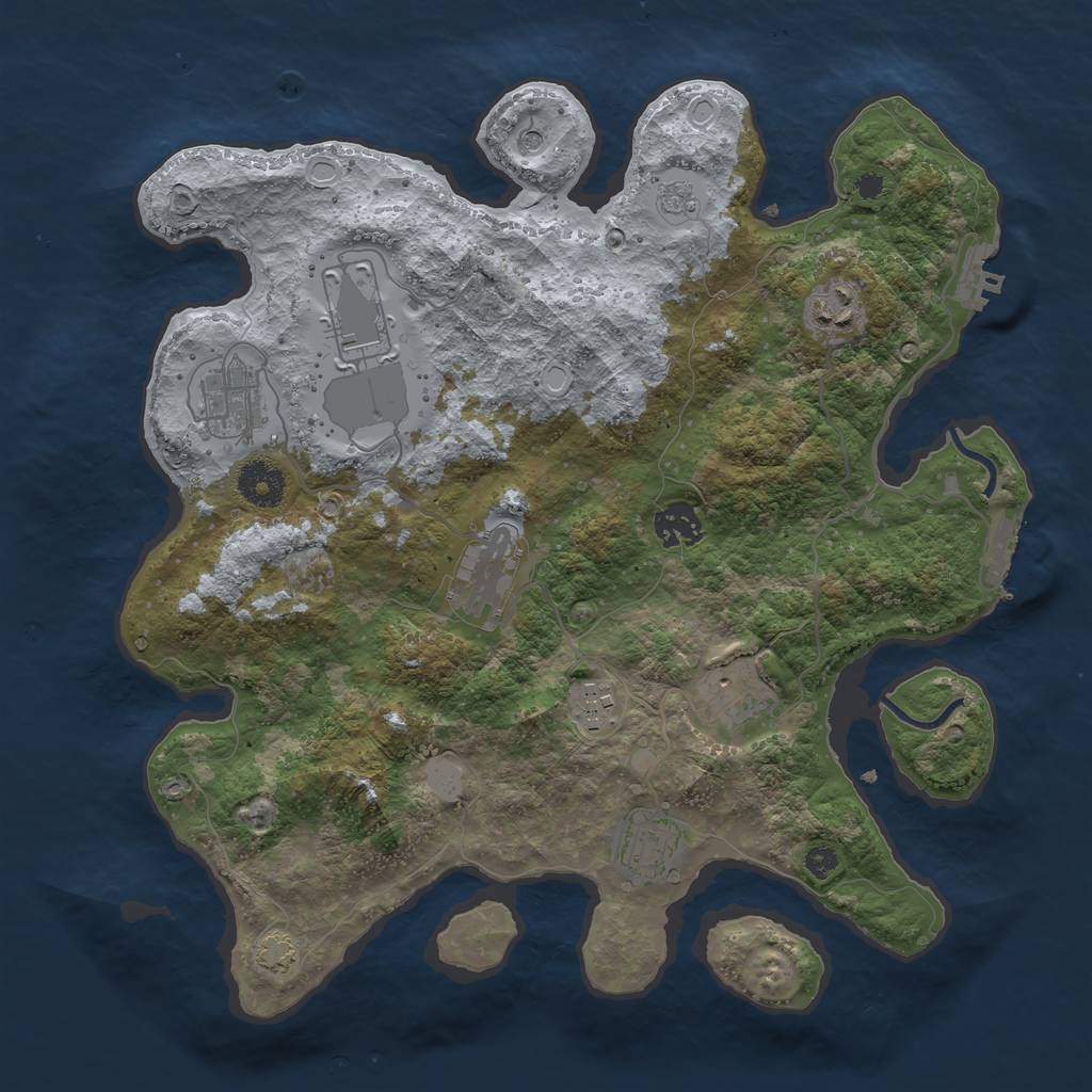 Rust Map: Procedural Map, Size: 3500, Seed: 5500000, 16 Monuments