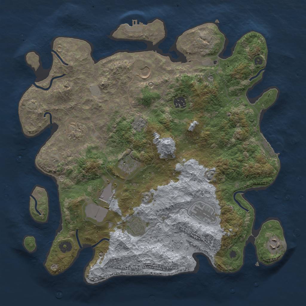 Rust Map: Procedural Map, Size: 3750, Seed: 991627607, 17 Monuments