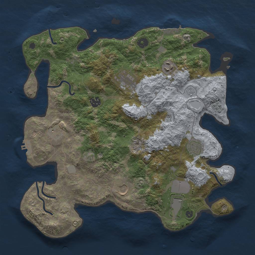 Rust Map: Procedural Map, Size: 3600, Seed: 191288, 16 Monuments