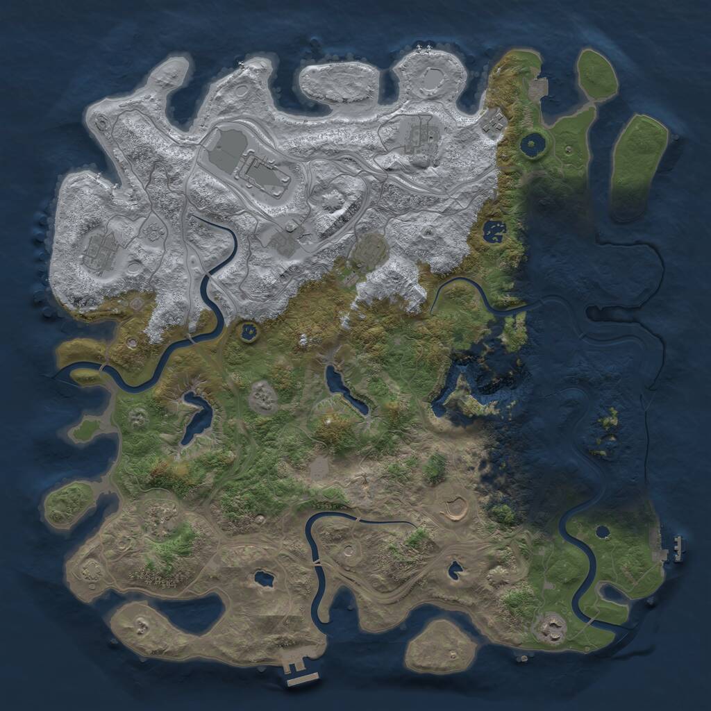 Rust Map: Procedural Map, Size: 4500, Seed: 110605201, 16 Monuments