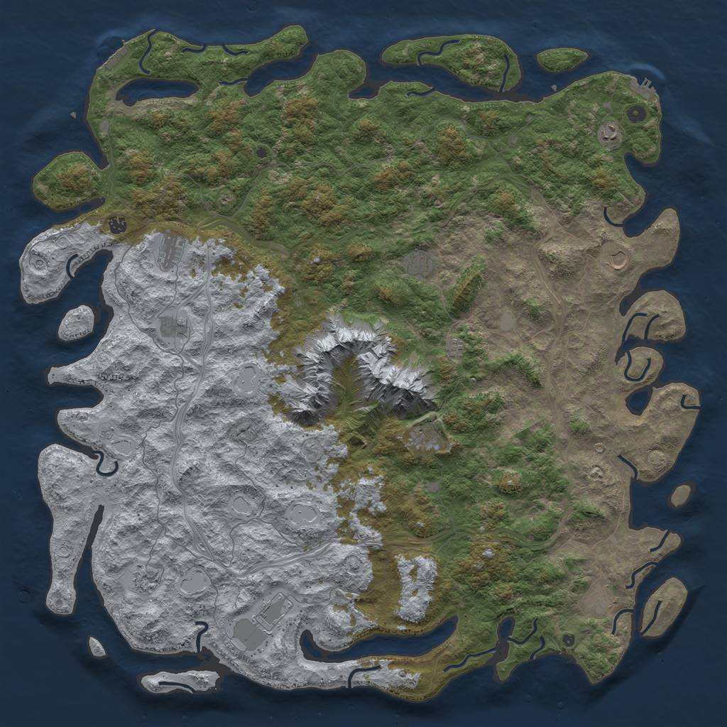 Rust Map: Procedural Map, Size: 6000, Seed: 9000, 19 Monuments