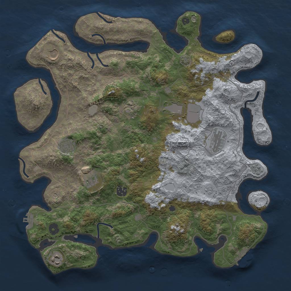 Rust Map: Procedural Map, Size: 4000, Seed: 62548963, 17 Monuments
