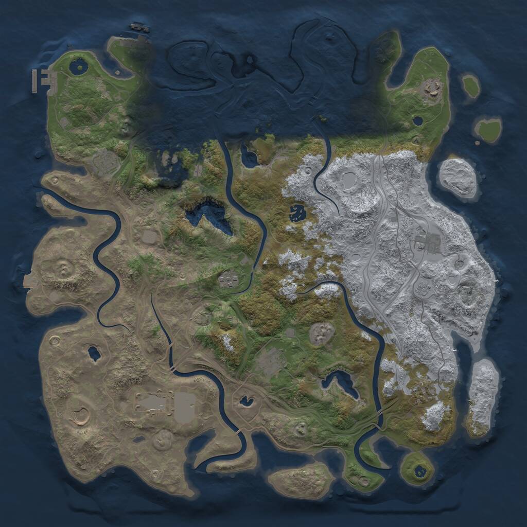 Rust Map: Procedural Map, Size: 4500, Seed: 5326, 16 Monuments