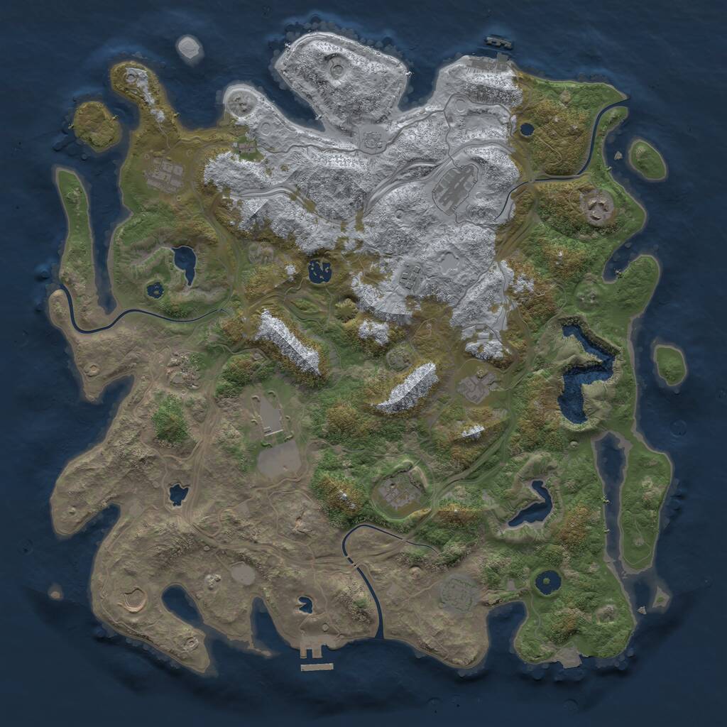Rust Map: Procedural Map, Size: 4500, Seed: 879664046, 17 Monuments