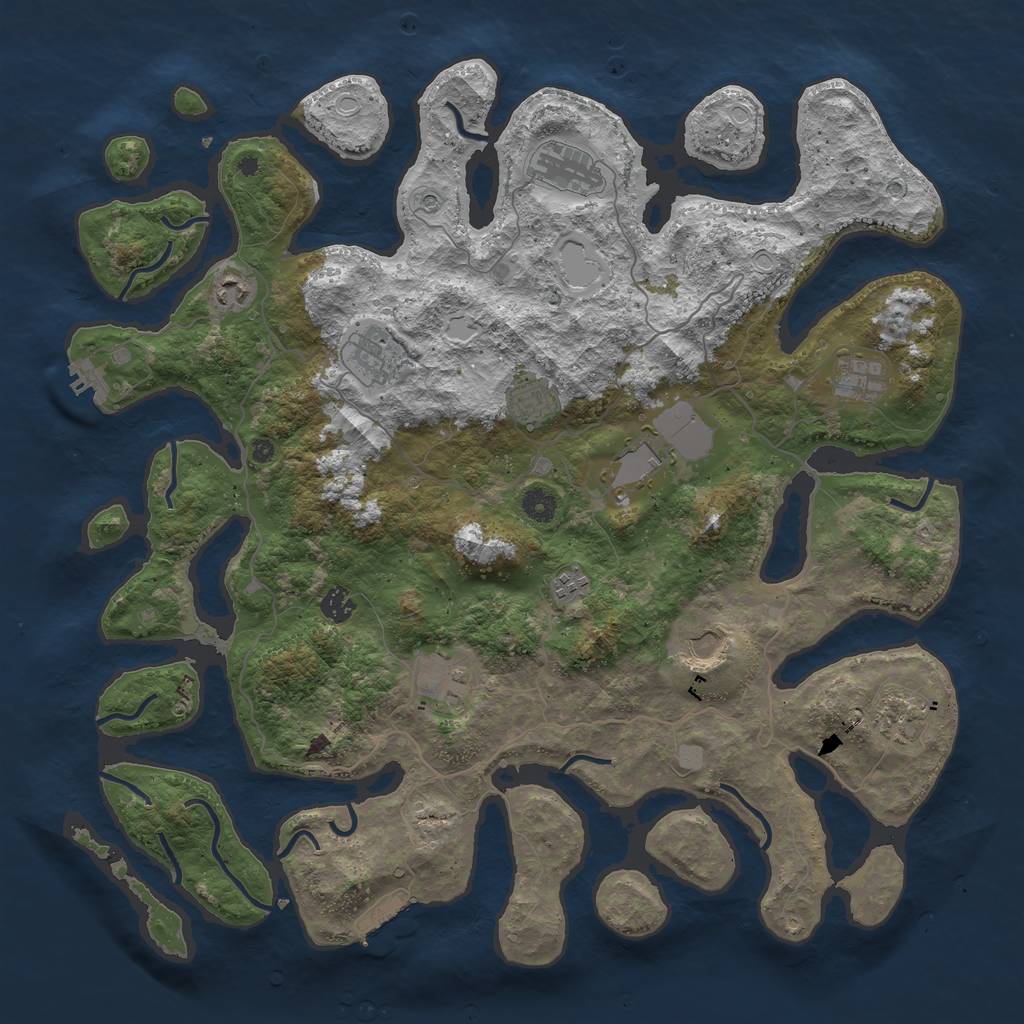 Rust Map: Procedural Map, Size: 4500, Seed: 274027203, 19 Monuments