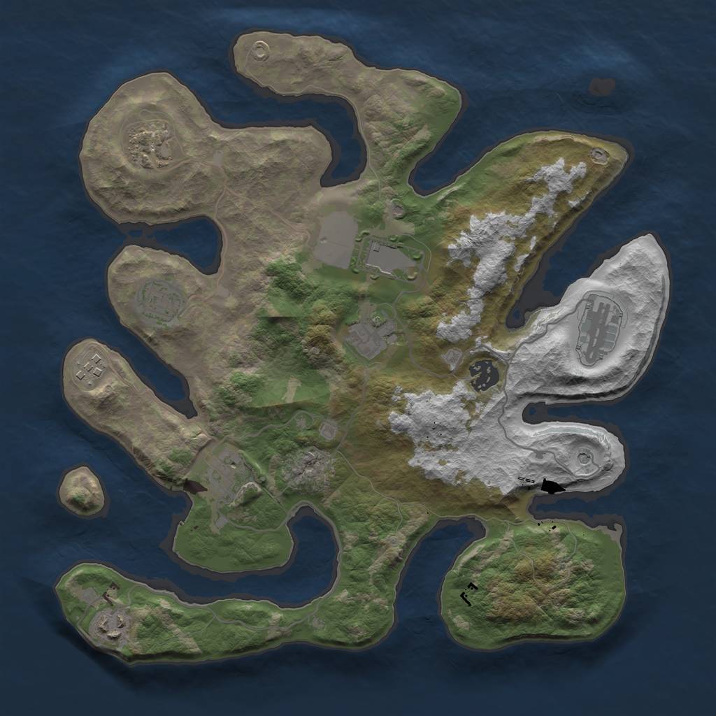 Rust Map: Barren, Size: 3500, Seed: 1720211298, 12 Monuments