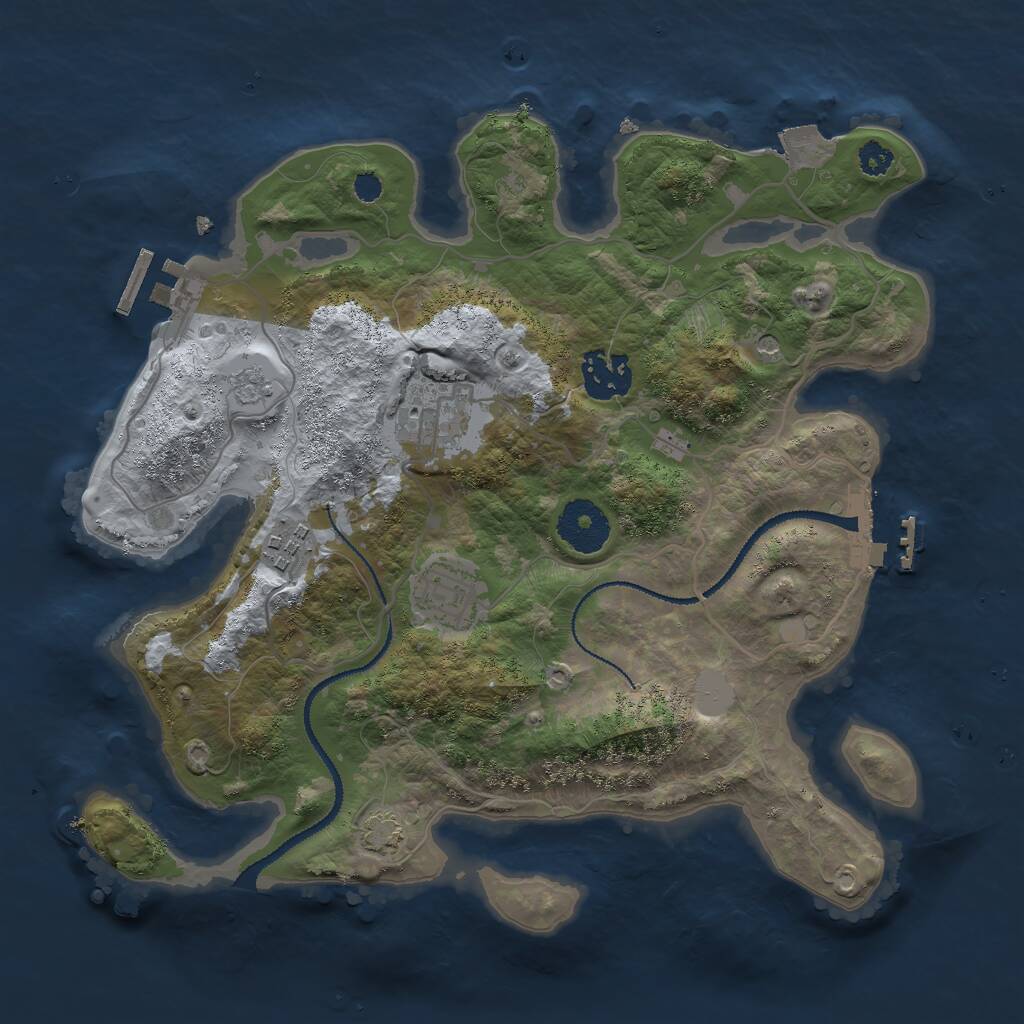 Rust Map: Procedural Map, Size: 3000, Seed: 505428, 10 Monuments