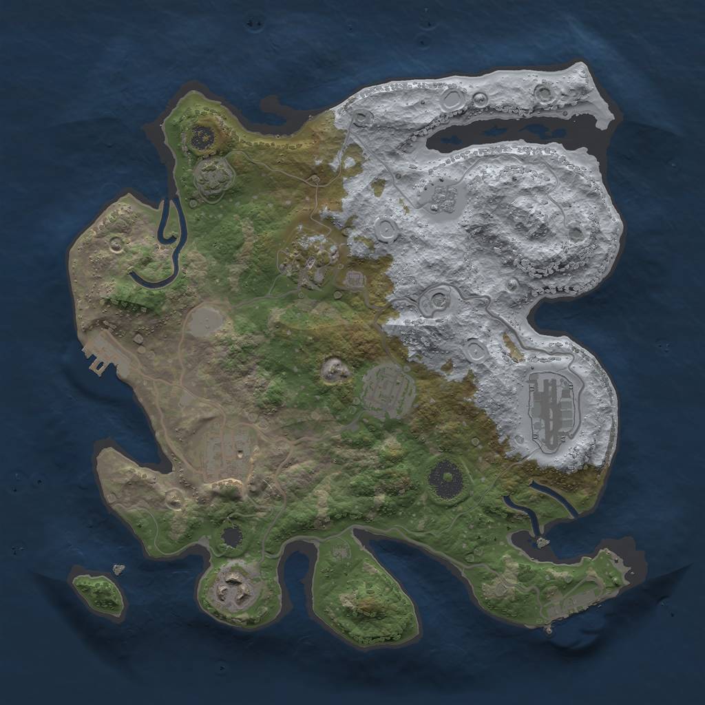 Rust Map: Procedural Map, Size: 3000, Seed: 595912, 13 Monuments