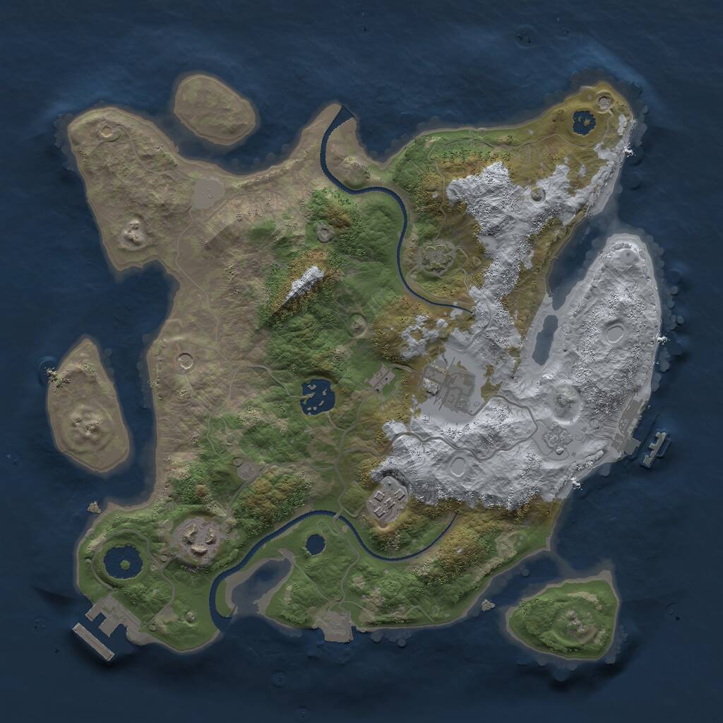 Rust Map: Procedural Map, Size: 3000, Seed: 429752, 10 Monuments