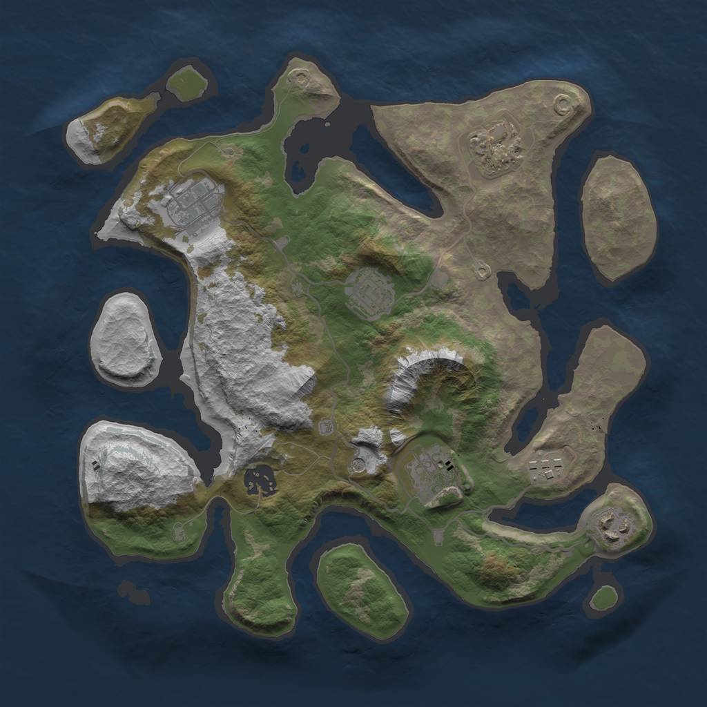 Rust Map: Barren, Size: 3200, Seed: 204, 10 Monuments