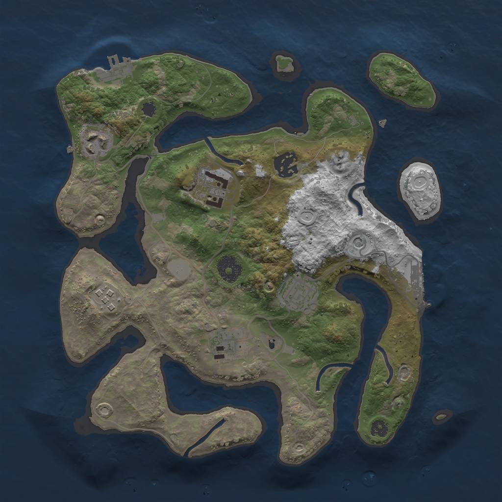 Rust Map: Procedural Map, Size: 3000, Seed: 259535, 14 Monuments