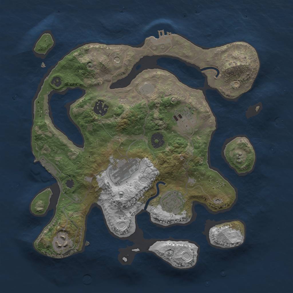 Rust Map: Procedural Map, Size: 3000, Seed: 342441, 13 Monuments