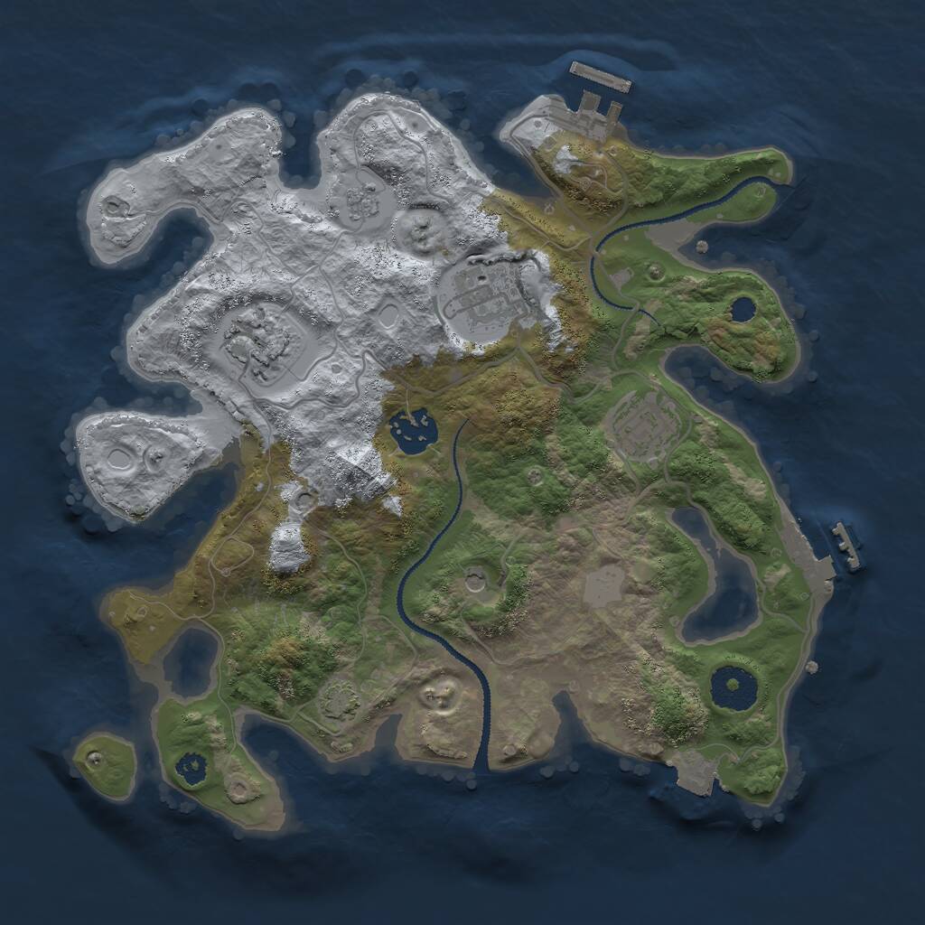Rust Map: Procedural Map, Size: 3000, Seed: 507080, 10 Monuments
