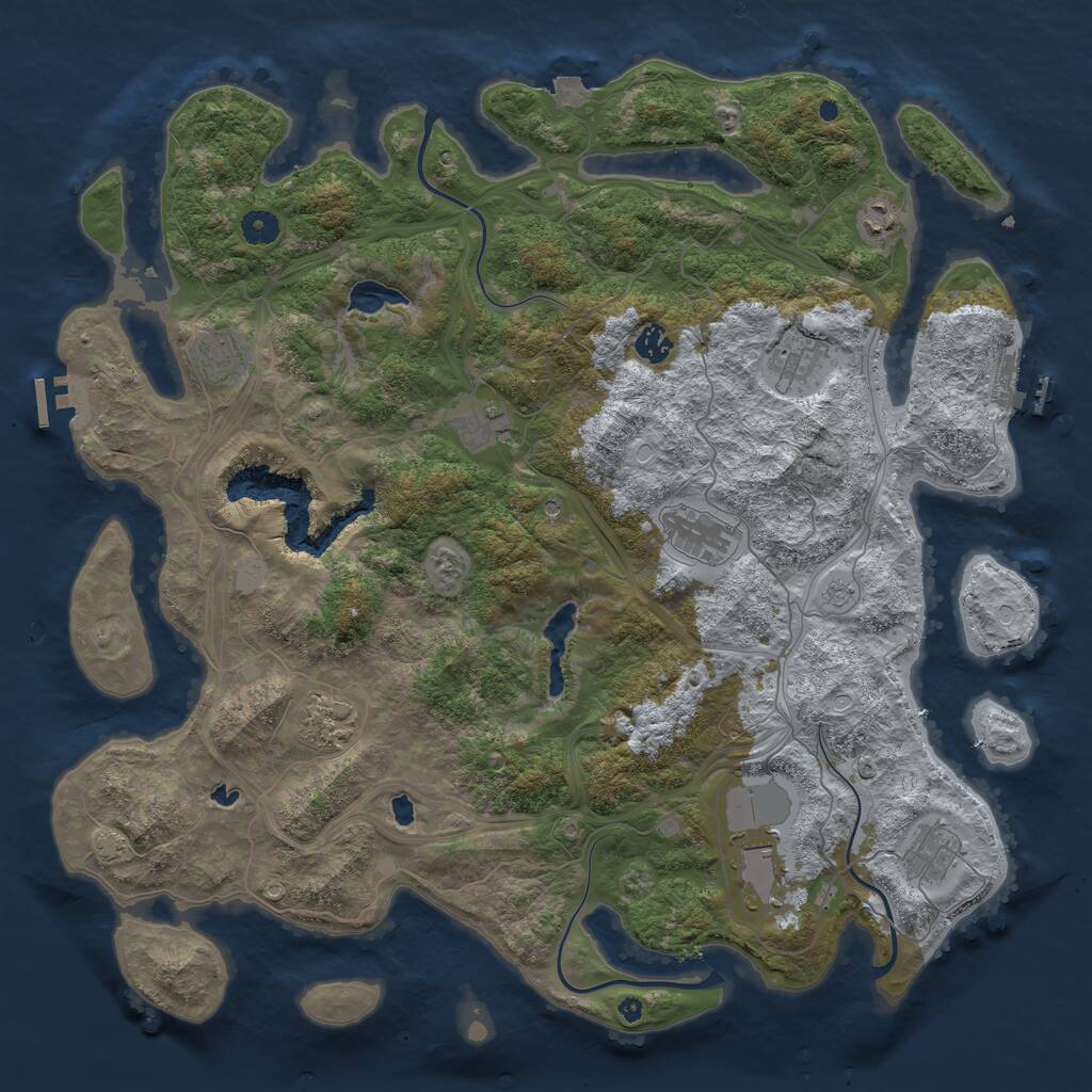 Rust Map: Procedural Map, Size: 4500, Seed: 123654789, 15 Monuments