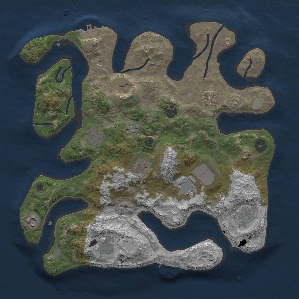Rust Map: Procedural Map, Size: 3600, Seed: 812963448, 18 Monuments