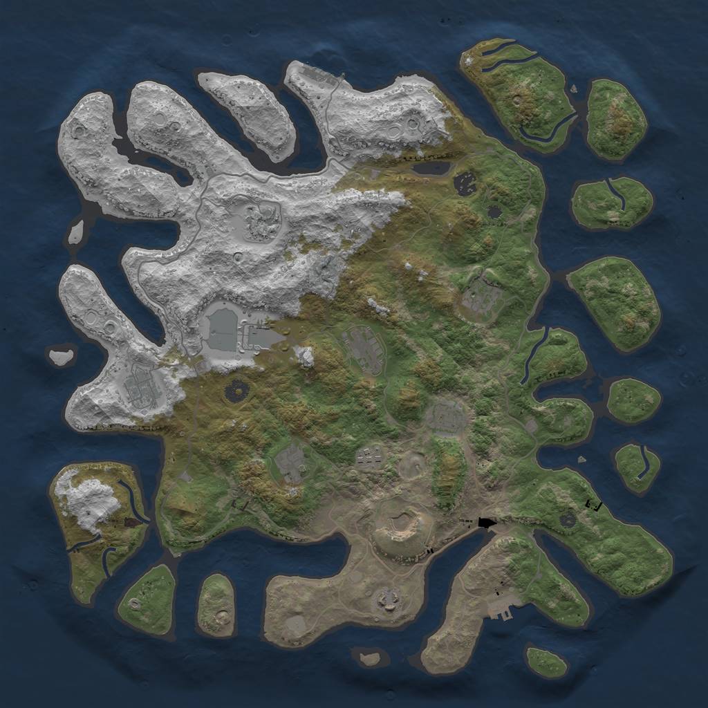 Rust Map: Procedural Map, Size: 4500, Seed: 465063288, 19 Monuments