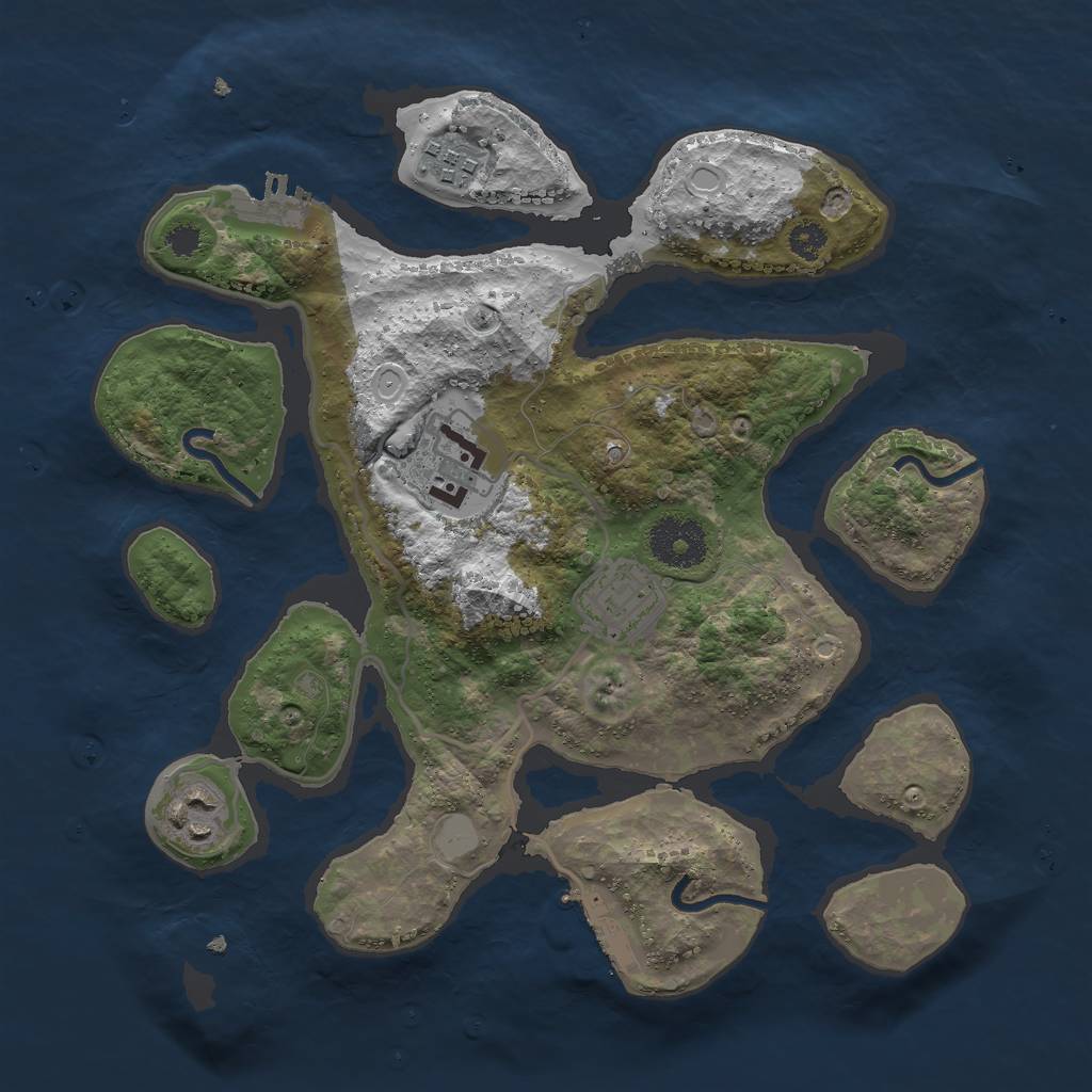 Rust Map: Procedural Map, Size: 3000, Seed: 544393, 11 Monuments