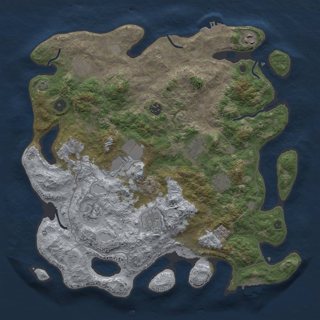 Rust Map: Procedural Map, Size: 4000, Seed: 67897458, 17 Monuments