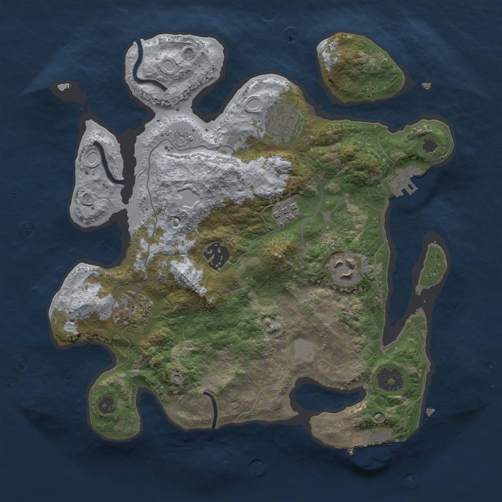 Rust Map: Procedural Map, Size: 3000, Seed: 907826, 11 Monuments