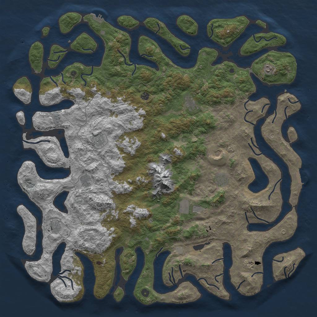 Rust Map: Procedural Map, Size: 6000, Seed: 9410, 19 Monuments