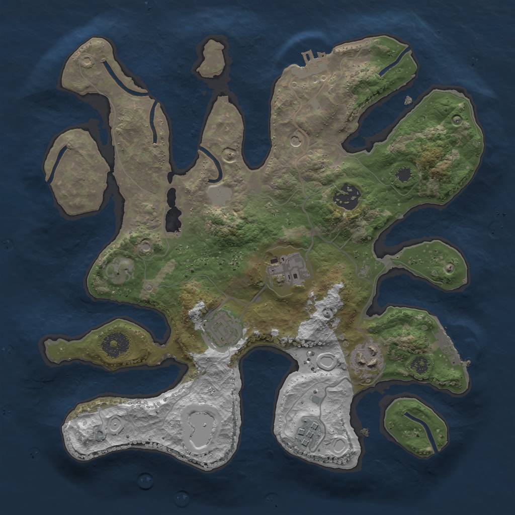 Rust Map: Procedural Map, Size: 3000, Seed: 464264, 13 Monuments