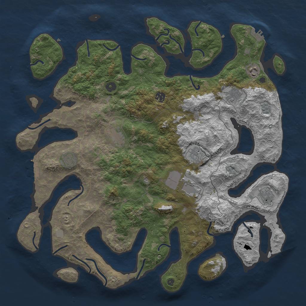 Rust Map: Procedural Map, Size: 4500, Seed: 2176684, 17 Monuments