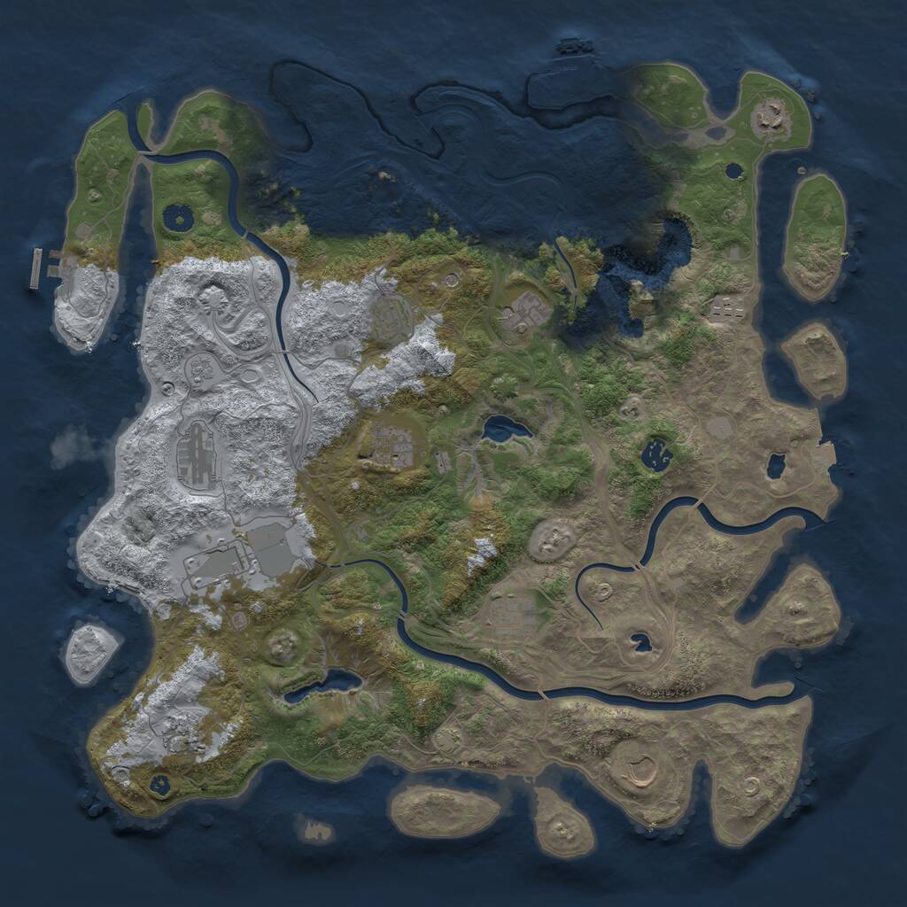 Rust Map: Procedural Map, Size: 4500, Seed: 93053756, 17 Monuments