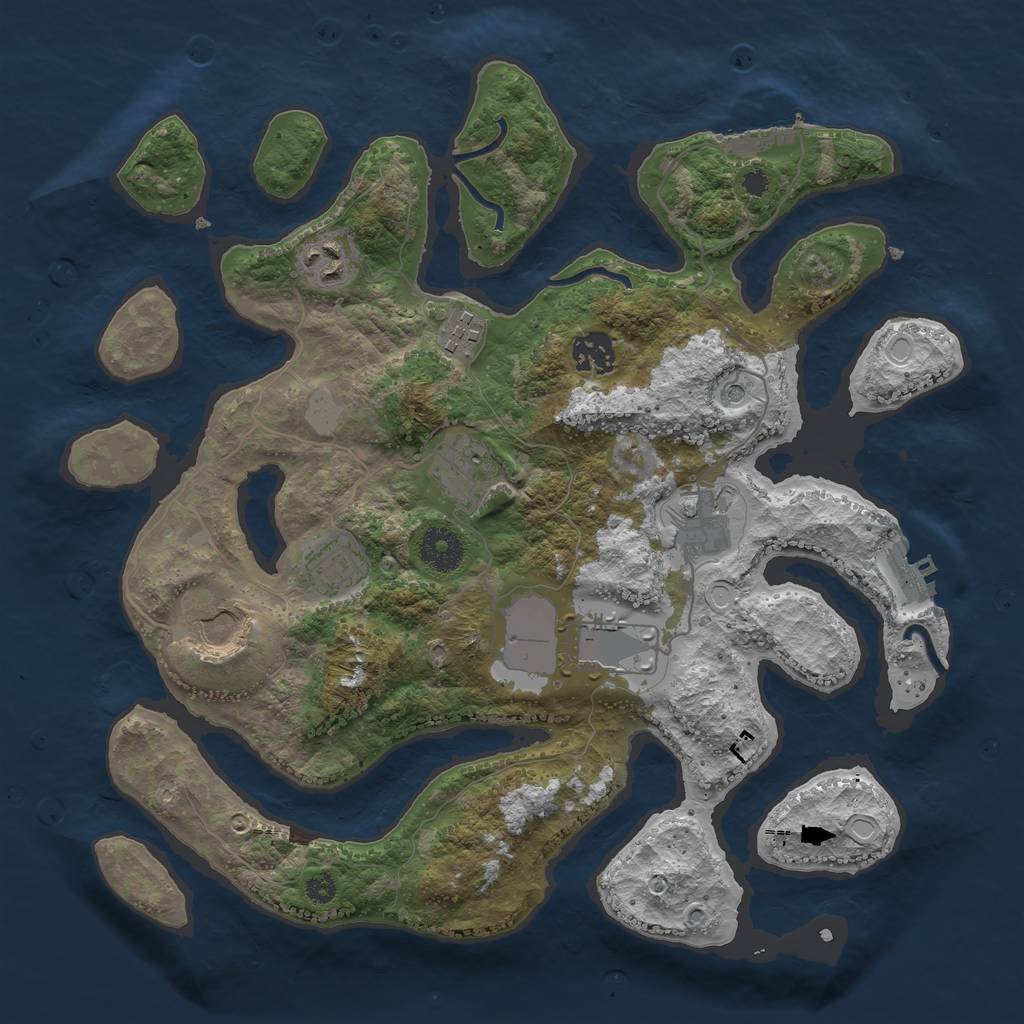 Rust Map: Procedural Map, Size: 3500, Seed: 52908, 16 Monuments