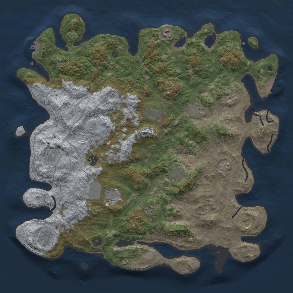 Rust Map: Procedural Map, Size: 4500, Seed: 99374233, 18 Monuments