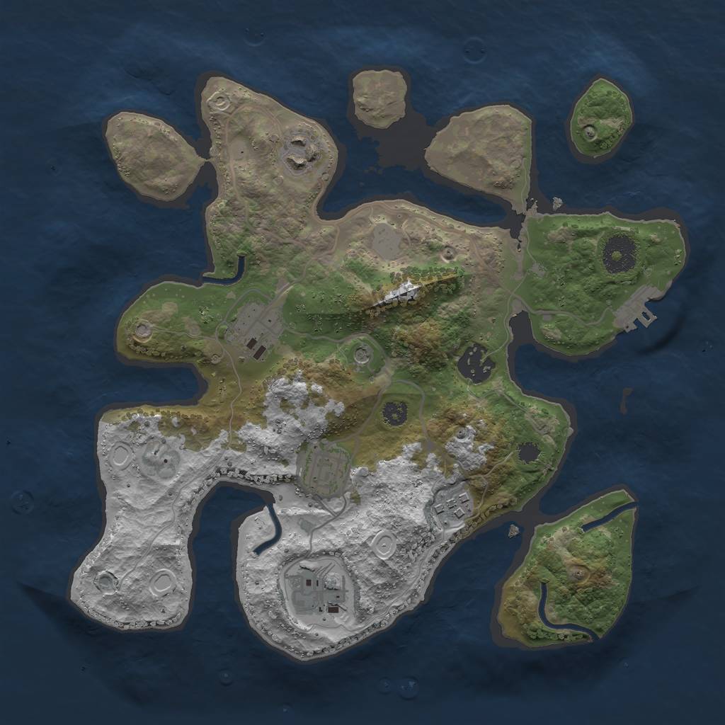 Rust Map: Procedural Map, Size: 3000, Seed: 483174, 13 Monuments