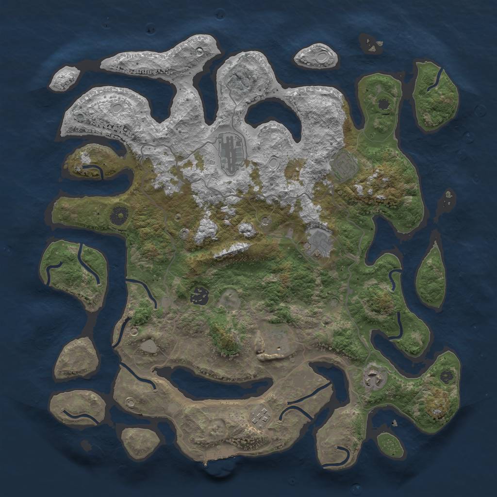 Rust Map: Procedural Map, Size: 4000, Seed: 1330731749, 14 Monuments