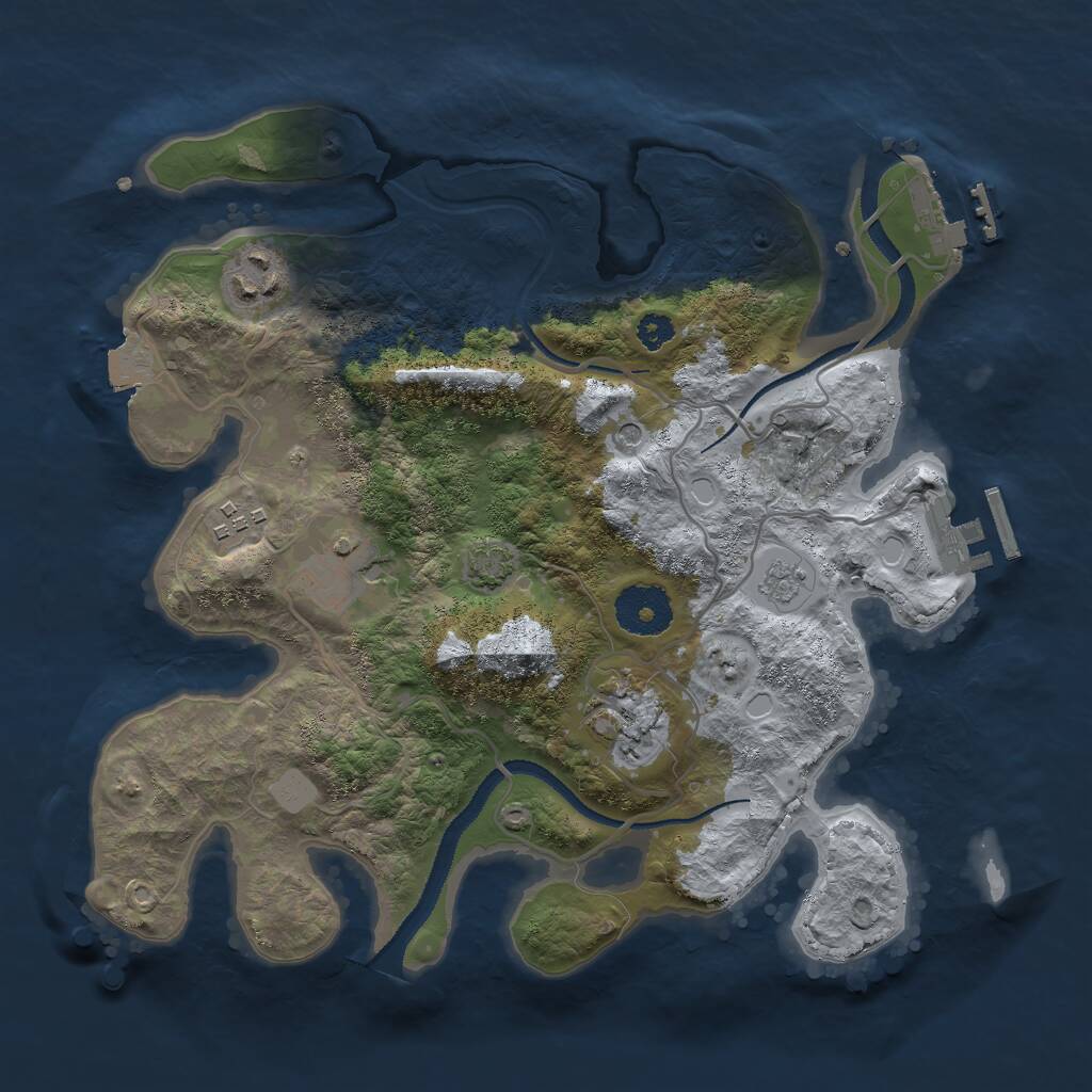 Rust Map: Procedural Map, Size: 3000, Seed: 658921, 10 Monuments