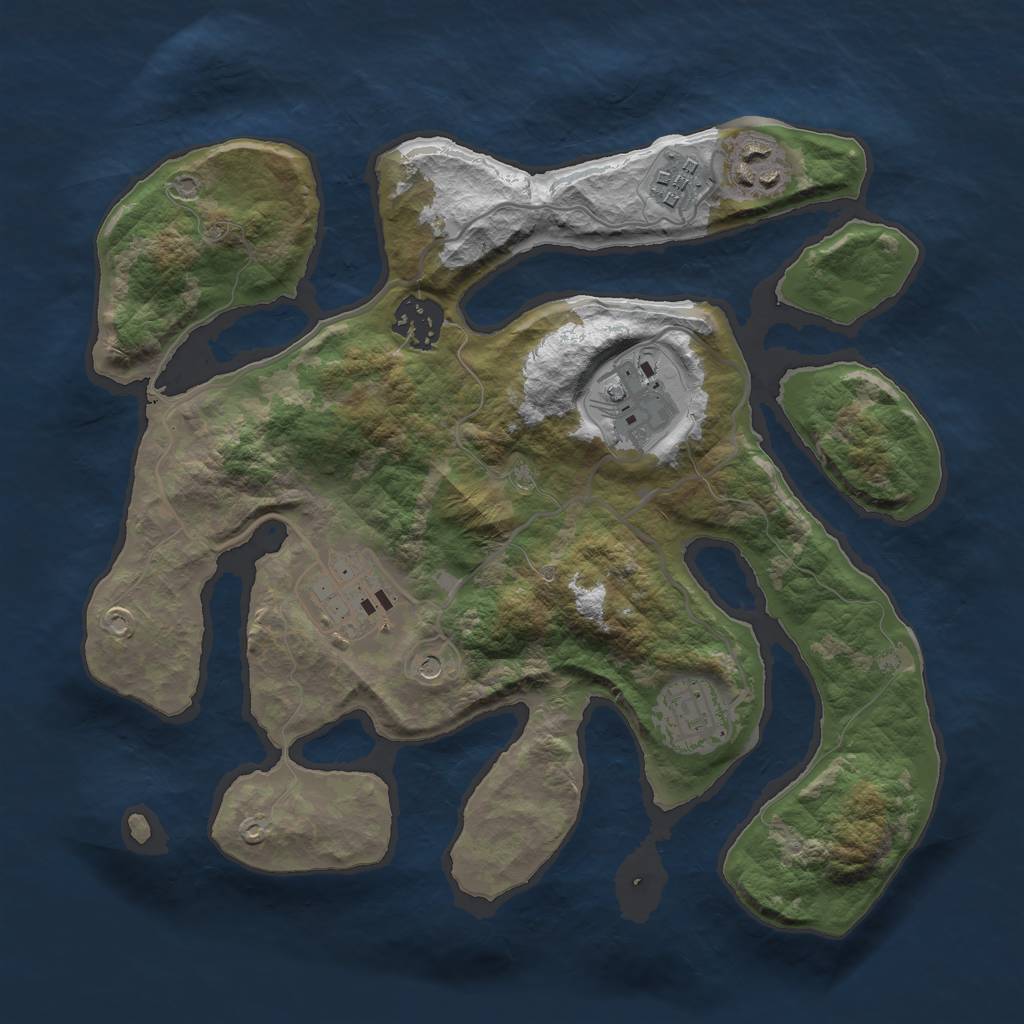 Rust Map: Barren, Size: 2950, Seed: 66123512, 9 Monuments