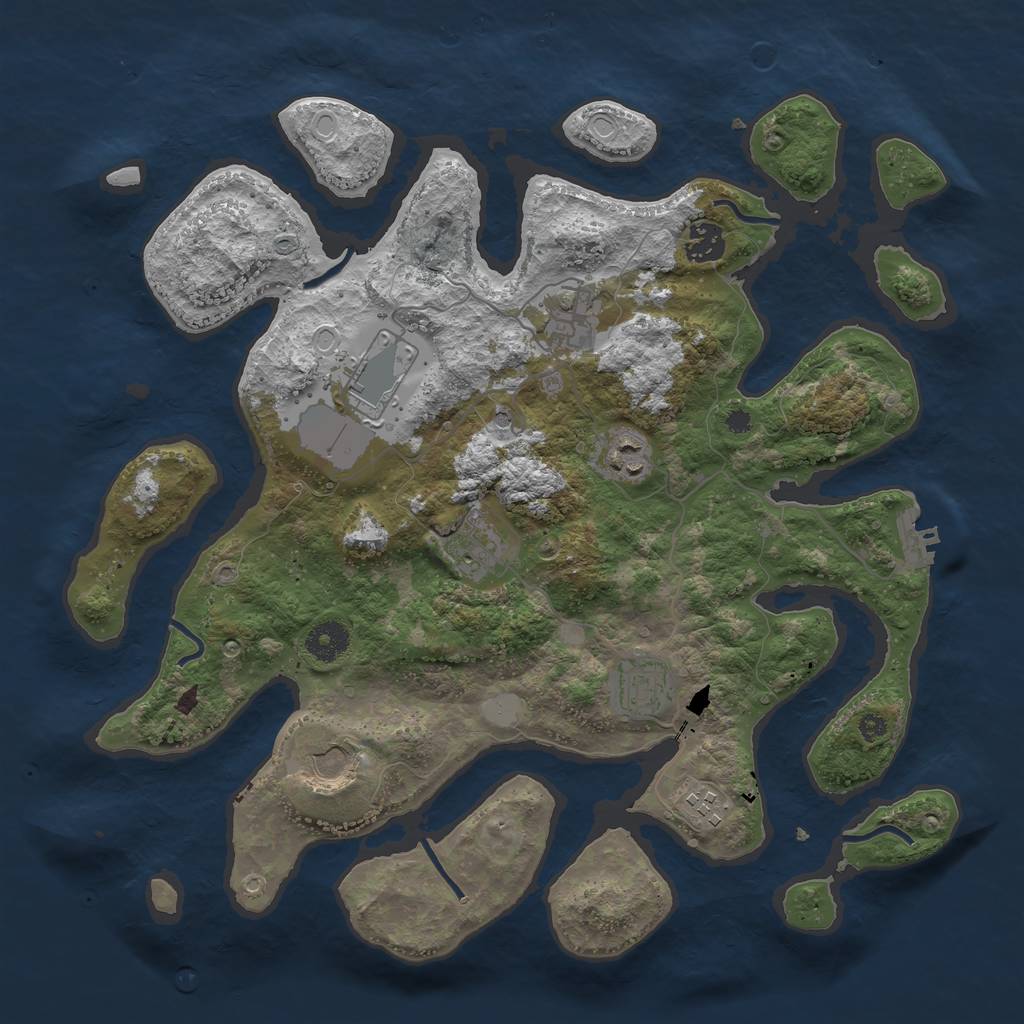 Rust Map: Procedural Map, Size: 3750, Seed: 210938105, 15 Monuments