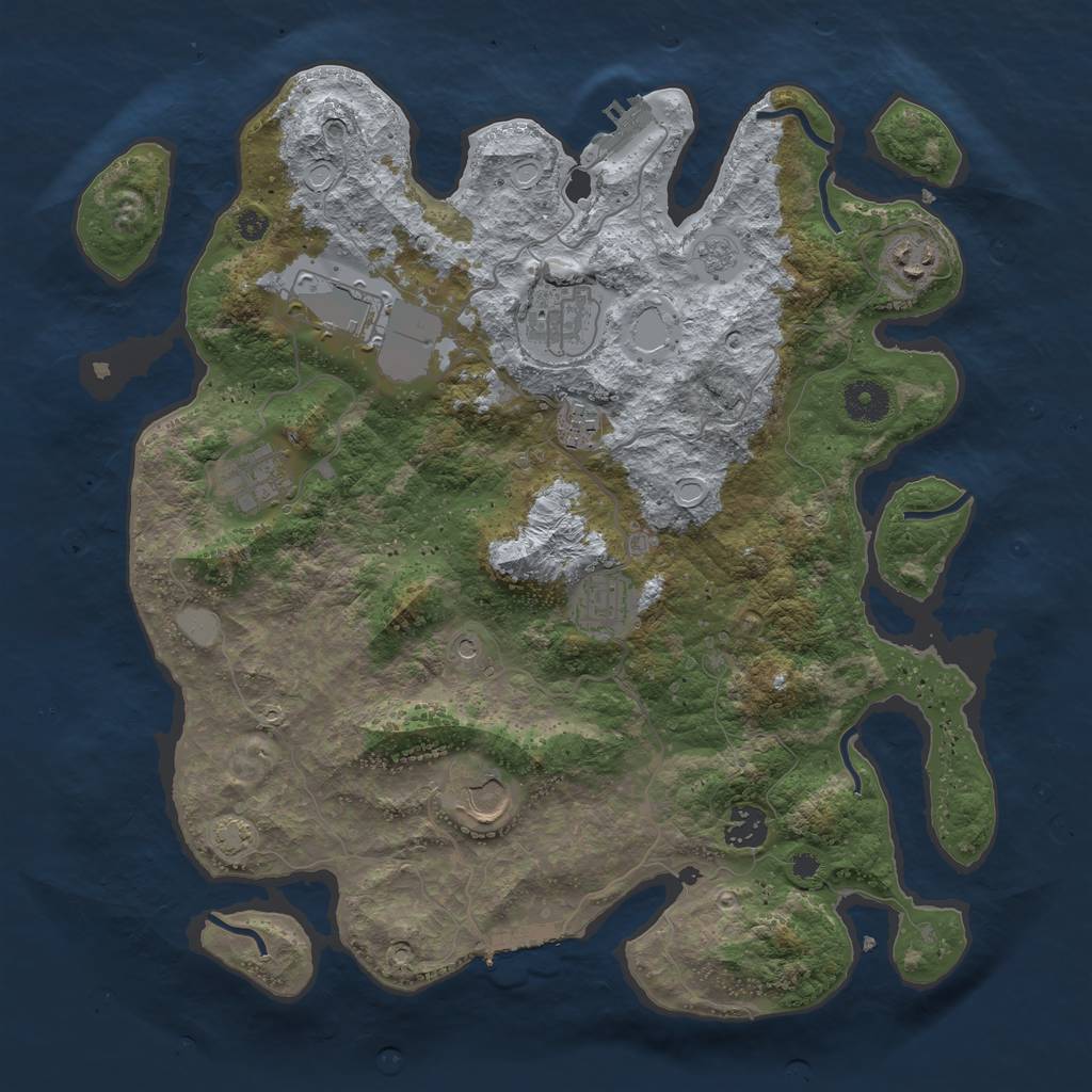 Rust Map: Procedural Map, Size: 3700, Seed: 1935660987, 16 Monuments