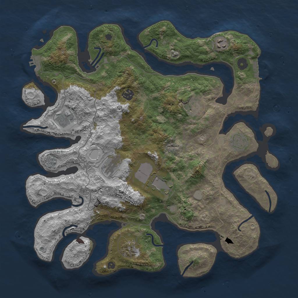Rust Map: Procedural Map, Size: 4000, Seed: 309481328, 17 Monuments