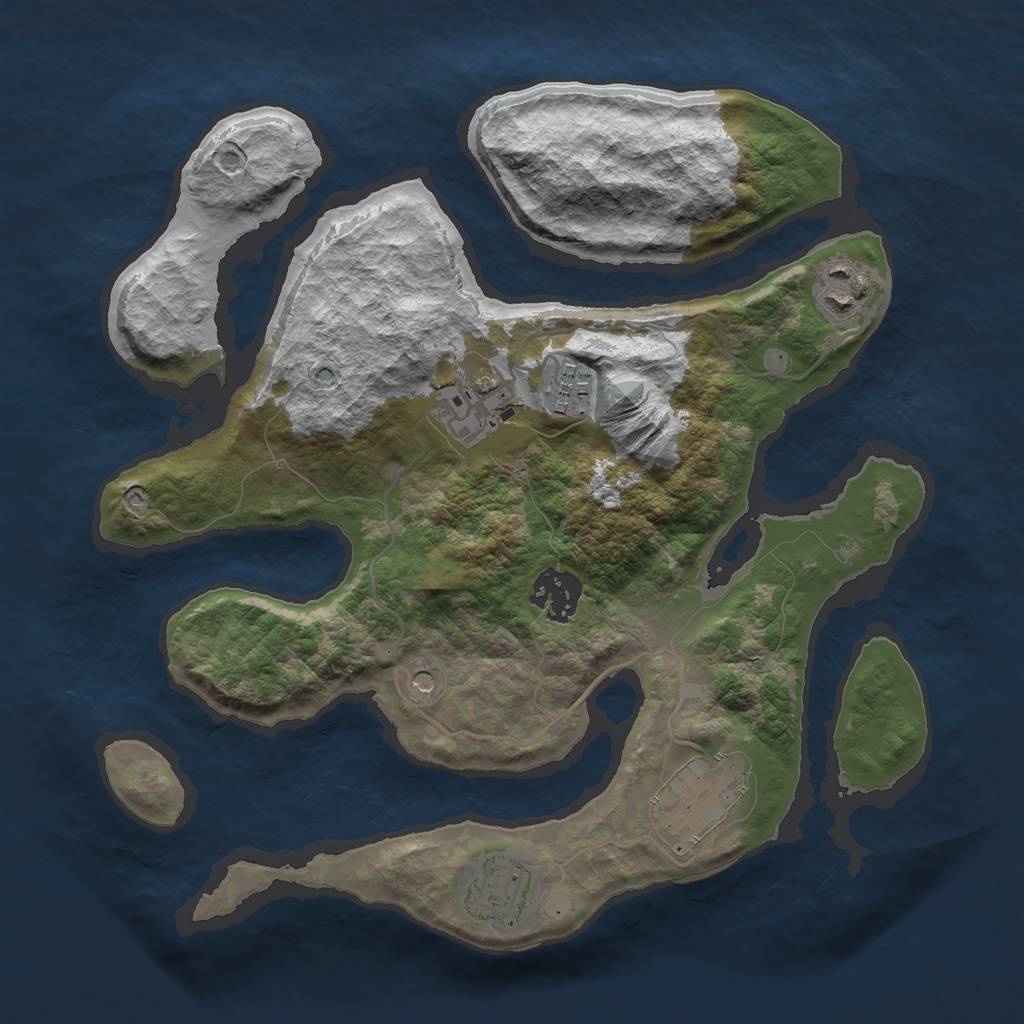 Rust Map: Barren, Size: 3000, Seed: 22, 9 Monuments