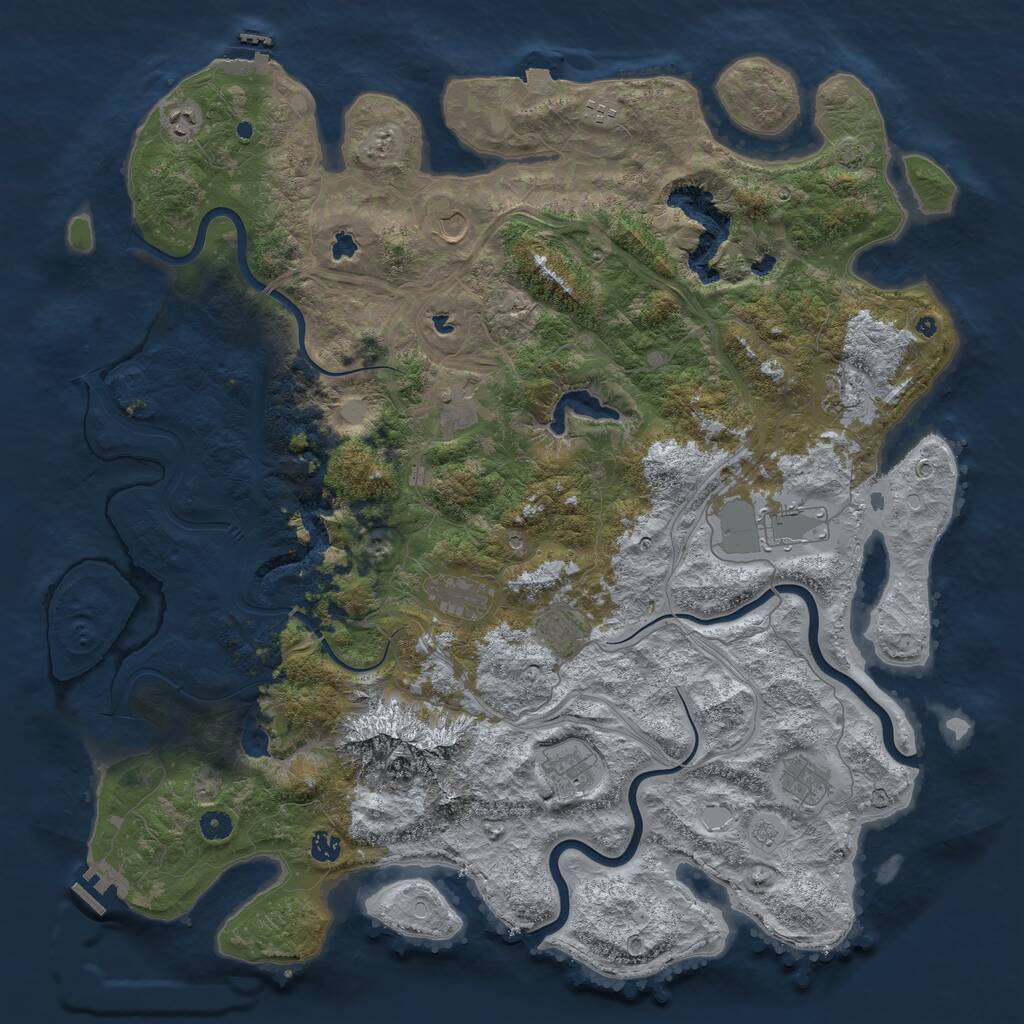 Rust Map: Procedural Map, Size: 5000, Seed: 2008, 17 Monuments