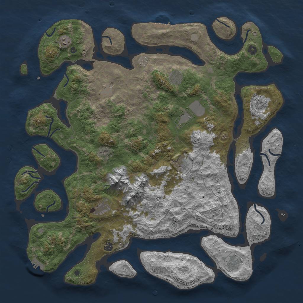Rust Map: Procedural Map, Size: 5000, Seed: 2008, 18 Monuments