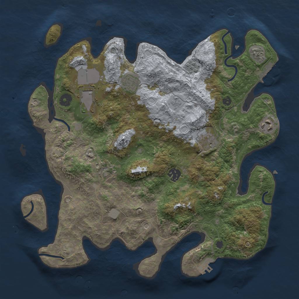 Rust Map: Procedural Map, Size: 3500, Seed: 489147584, 15 Monuments