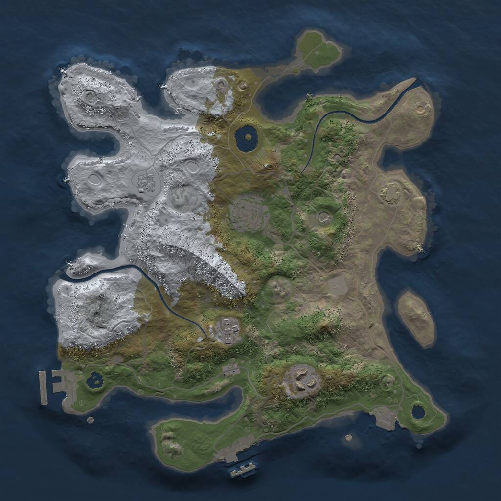 Rust Map: Procedural Map, Size: 3000, Seed: 533760, 9 Monuments