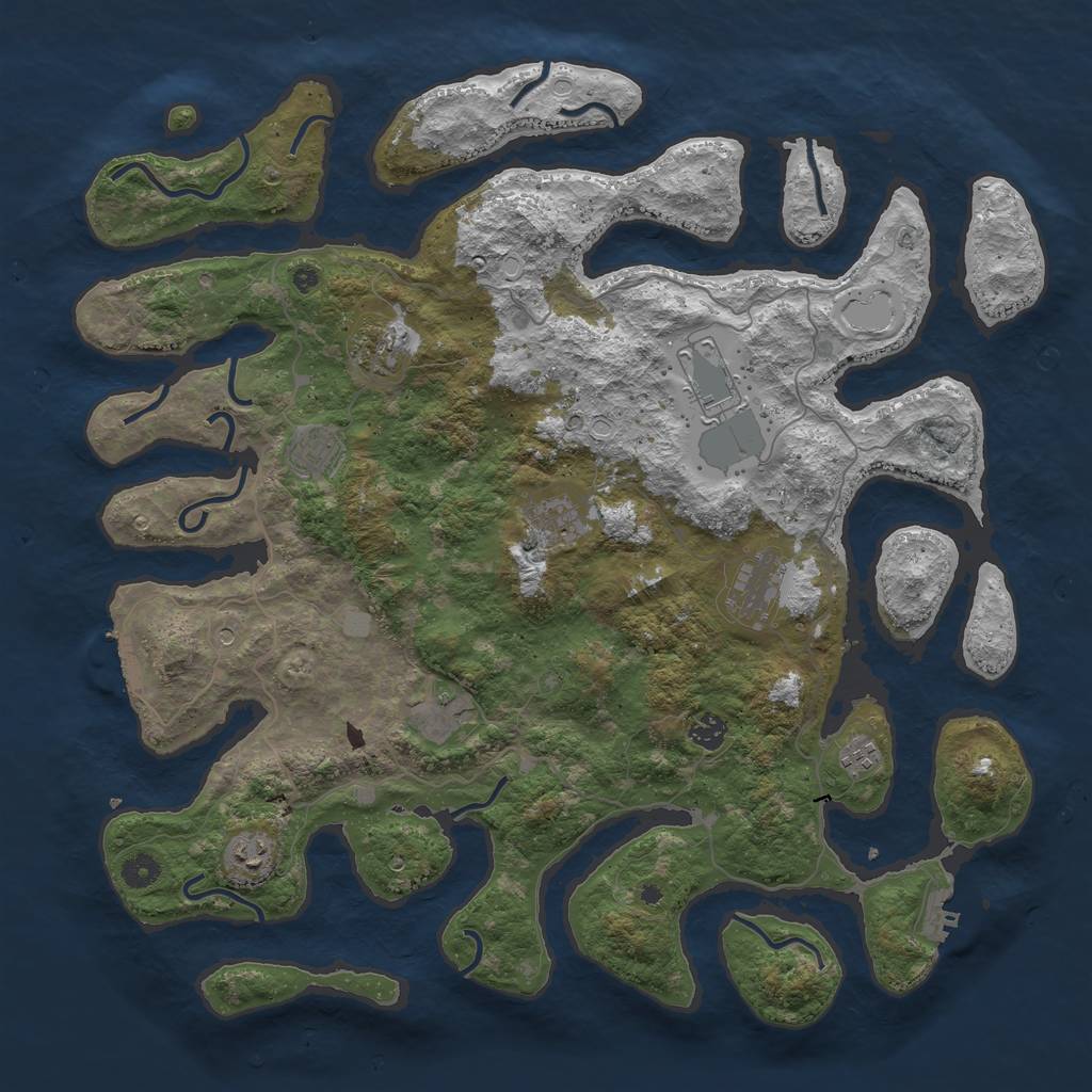 Rust Map: Procedural Map, Size: 4500, Seed: 1366088548, 17 Monuments