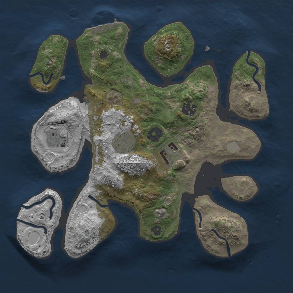 Rust Map: Procedural Map, Size: 3000, Seed: 966089, 10 Monuments