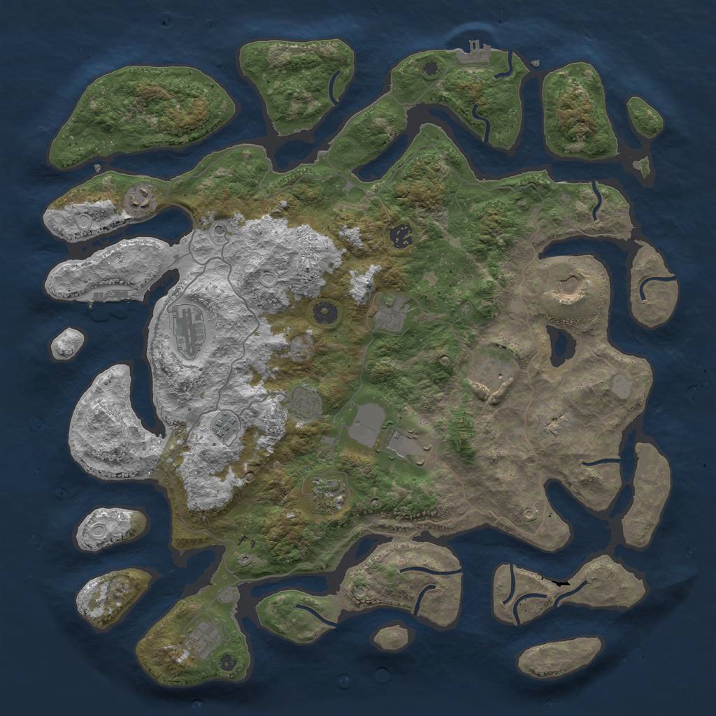 Rust Map: Procedural Map, Size: 4500, Seed: 582297514, 19 Monuments